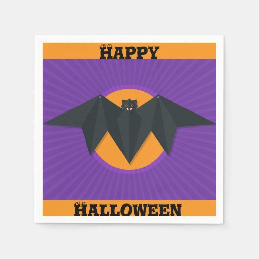 Happy Halloween Bat Party Napkins スタンダードカクテルナプキン (正面)