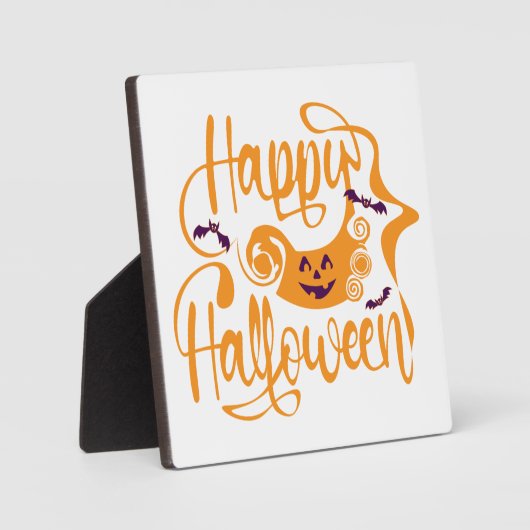 Happy Halloween bats and jack o'lantern フォトプラーク (正面)