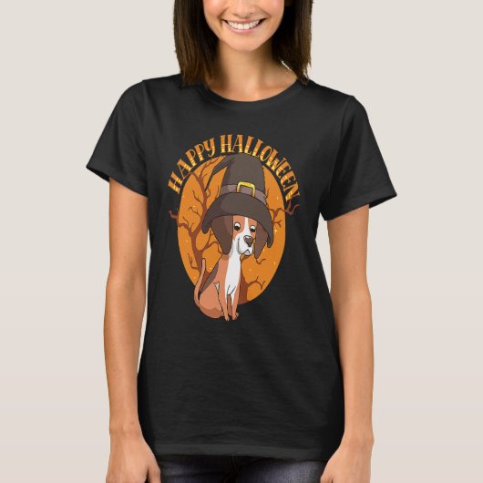 Happy Halloween Beagle Witch Dog  Animal Halloween Tシャツ (正面)