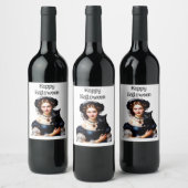 Happy Halloween Beautiful Witch And Her Black Cat ワインラベル (ボトル)