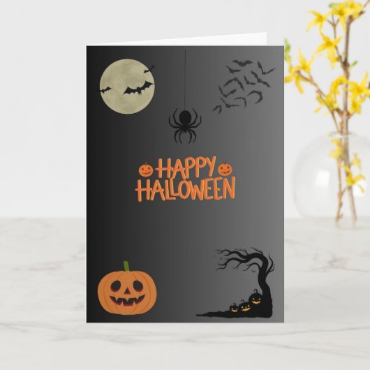 Happy Halloween Black カード (黄色い花)