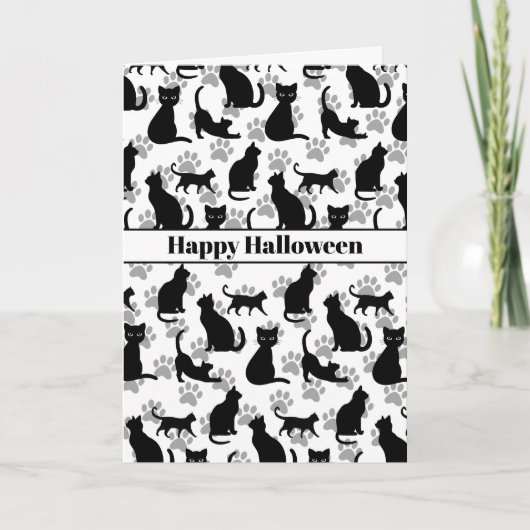 Happy Halloween Black Cat Customizable Card カード (正面)