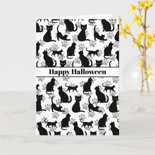 Happy Halloween Black Cat Customizable Card カード (黄色い花)