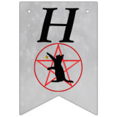 Happy Halloween Black Cat Red Pentagram Grey バンティングフラッグ (第2の旗)