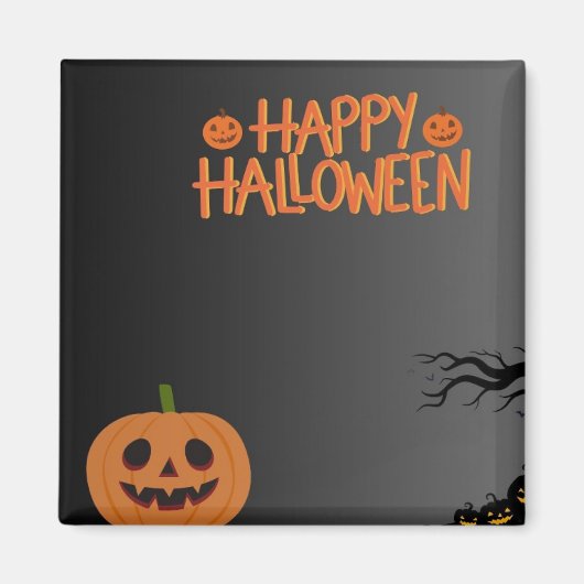 Happy Halloween Black Magnet マグネット (正面)
