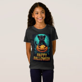 Happy Halloween Black Panther Kitten Tシャツ (正面フル)
