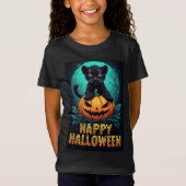 Happy Halloween Black Panther Kitten Tシャツ (正面)