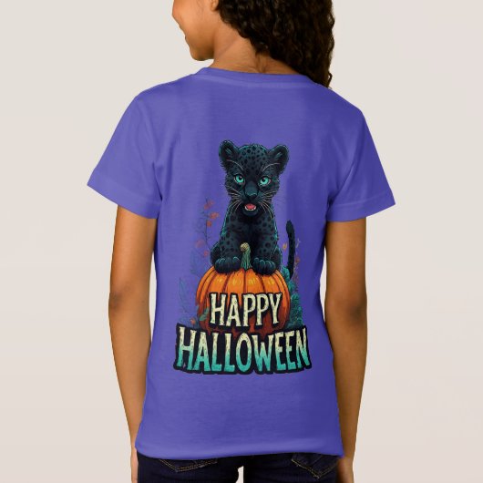 Happy Halloween Black Panther Kitten Tシャツ (裏面)