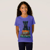 Happy Halloween Black Panther Kitten Tシャツ (正面フル)