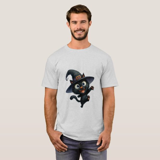 Happy Halloween Black Witch Cat Wave  ✨🐾🎃 Tシャツ (正面フル)