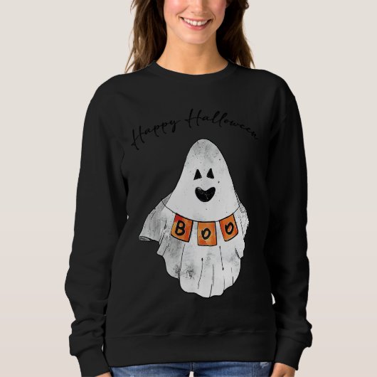 HAPPY HALLOWEEN Boo Sheet Ghost Halloween スウェットシャツ (正面)