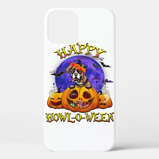 Happy Halloween Boxer With Moon Pumpkin Dog Lover Case-Mate iPhoneケース (裏面)