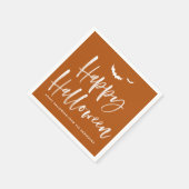 Happy Halloween Brush Lettering Burnt Orange スタンダードカクテルナプキン (角)