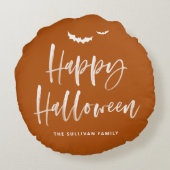 Happy Halloween Brush Lettering Burnt Orange ラウンドクッション (裏面)