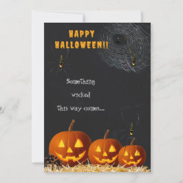 Happy Halloween Card | Spooky Pumpkin & Spiders 招待状