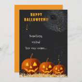 Happy Halloween Card | Spooky Pumpkin & Spiders 招待状 (正面/裏面)
