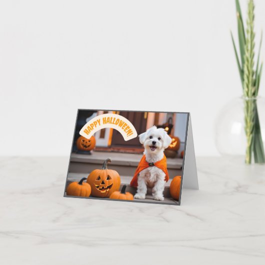 Happy Halloween Card with a puppy シーズンカード (正面)