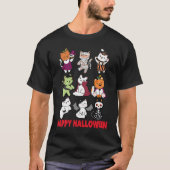 Happy Halloween Cat Characters Mummy Dracula Bat S Tシャツ (正面)