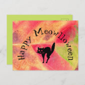 Happy Halloween Cat Meow Postcard ポストカード (正面/裏面)