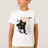 Happy Halloween Cat & Pumpkins Tシャツ (正面)