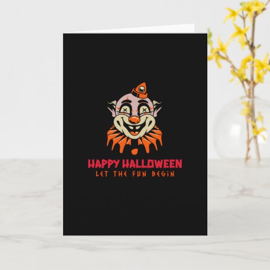 Happy Halloween Clown Let the Fun Begin カード (黄色い花)