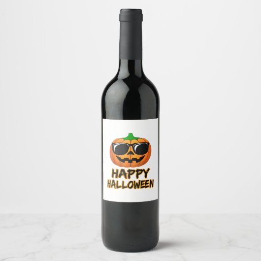 Happy Halloween Costume Funny Pumpkin ワインラベル (正面)
