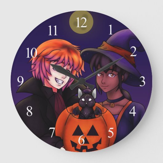 Happy Halloween Costumes ラージ壁時計 (正面)