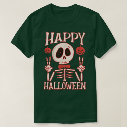 Happy Halloween Creepy Skeleton Pumpkins Party Cos Tシャツ (デザイン正面)