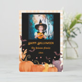 Happy Halloween Custom Photo Gingham Holiday Card カード (スタンド正面)