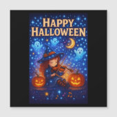 Happy Halloween Cute Musical Witch Magnetic Card (正面)