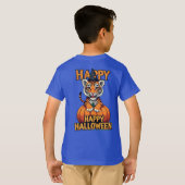 Happy Halloween Cute Tiger Cub Sitting on Pumpkin Tシャツ (裏面フル)