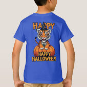 Happy Halloween Cute Tiger Cub Sitting on Pumpkin Tシャツ (裏面)