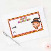 Happy Halloween cute witch label 2 -orange 長方形シール (封筒)