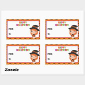 Happy Halloween cute witch label 2 -orange 長方形シール (シート)