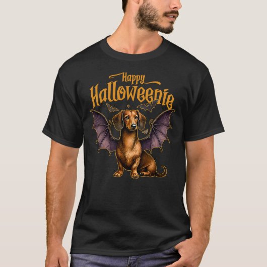 Happy Halloween Dachshund Bat Tシャツ (正面)