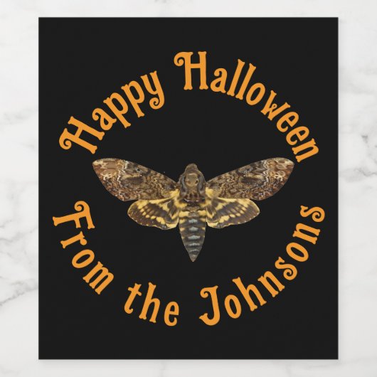 Happy Halloween Death's Head Moth custom name ワインラベル (シングルラベル)