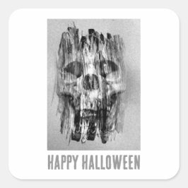 Happy Halloween. Distressed skull スクエアシール