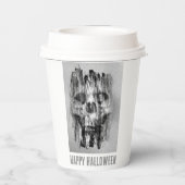 Happy Halloween. Distressed skull 紙コップ (裏面)