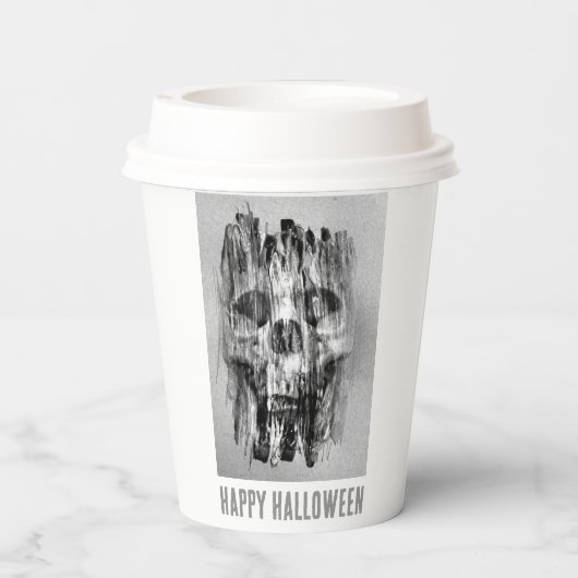 Happy Halloween. Distressed skull 紙コップ (裏面)