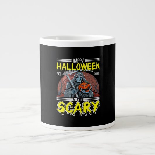 Happy Halloween Eat Drink And Be Scary Cool ジャンボコーヒーマグカップ (正面)