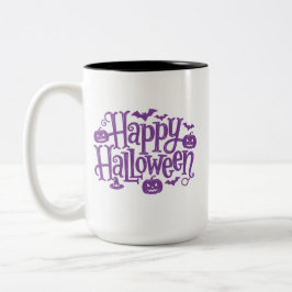 Happy Halloween elegant purple white  ツートーンマグカップ