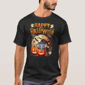 Happy Halloween Elephant Cosplay Witch In Carved P Tシャツ (正面)