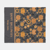 Happy Halloween Fall Pumpkin Family Name フリースブランケット (正面(横))