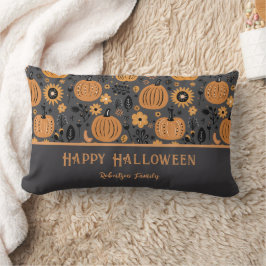 Happy Halloween Fall Pumpkin Family Name ランバークッション