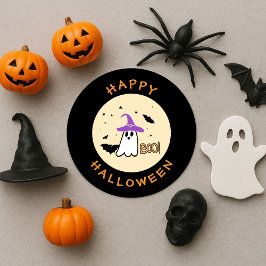 happy halloween fantasma bruxo fofo  ラウンドシール