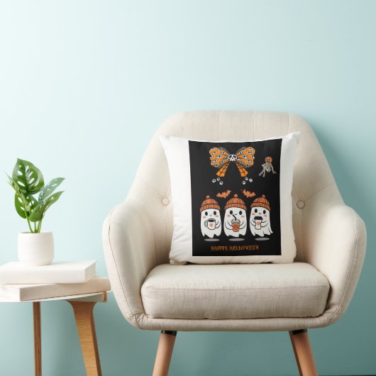 Happy Halloween – fantômes café mignons クッション (椅子)