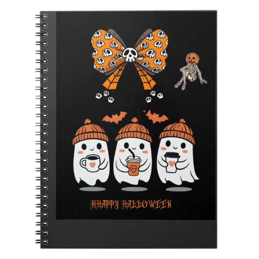Happy Halloween – fantômes café mignons ノートブック (正面)