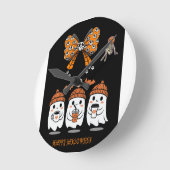 Happy Halloween – fantômes café mignons ラウンド壁時計 (傾斜)