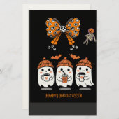 Happy Halloween – fantômes café mignons 便箋 (正面/裏面)