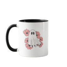 Happy Halloween floral cute ghost 